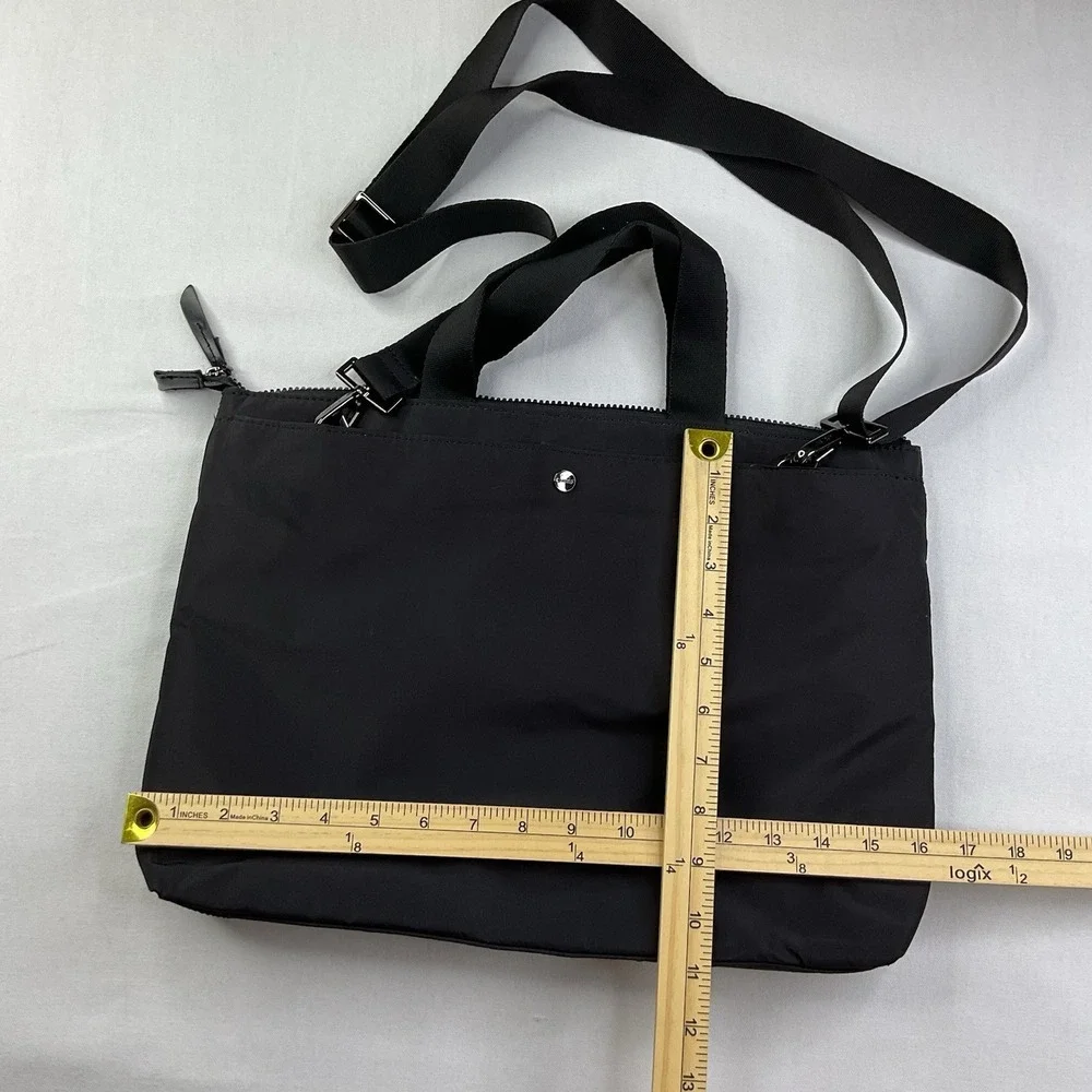 KNOMO Hanover Laptop Bag Briefcase Black Silver Nylon RFID Water Resist.